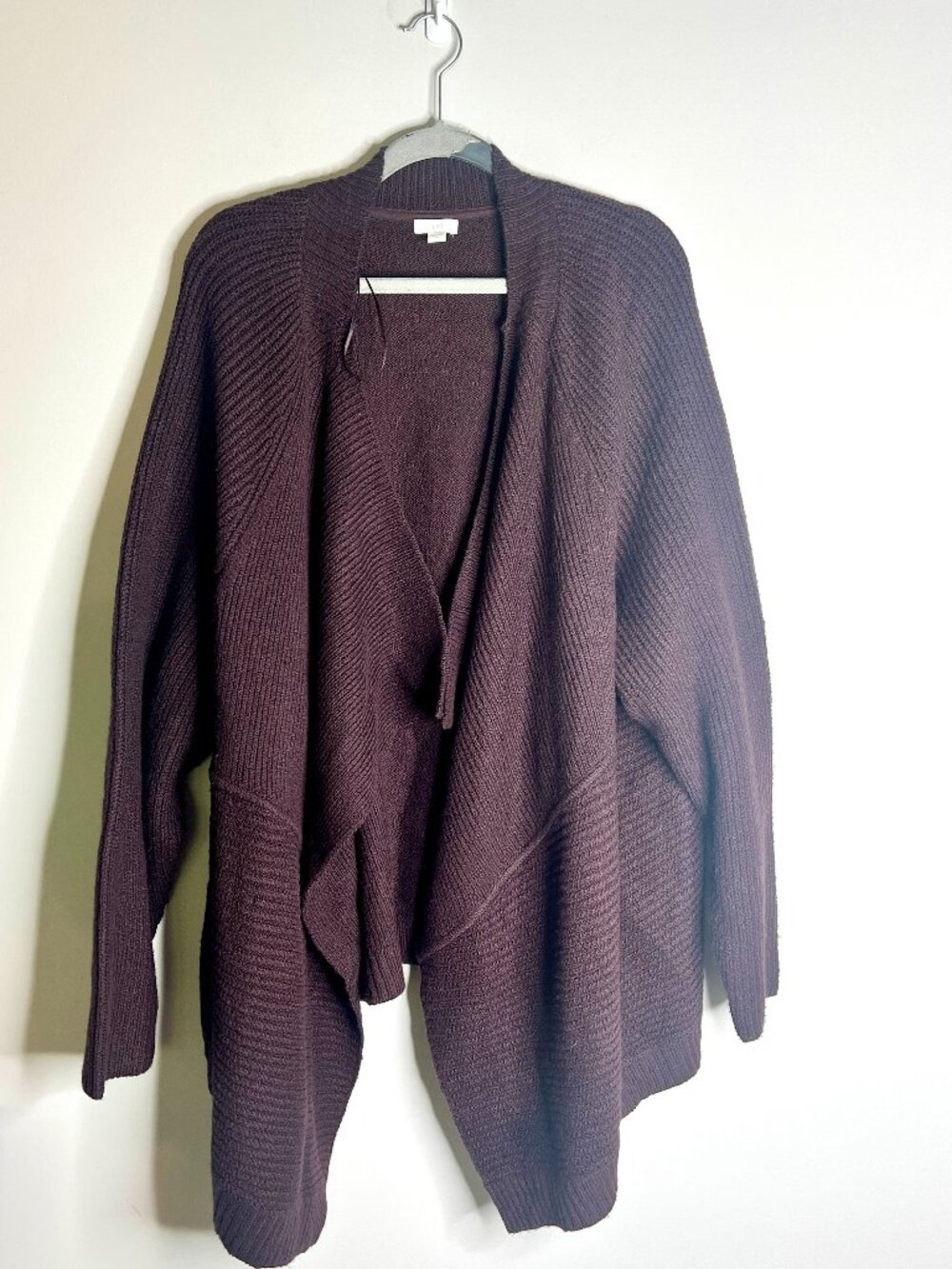 J. Jill Deep Burgundy Waterfall Cardigan Chunky Knit Fall Transition Cozy Sz 4X